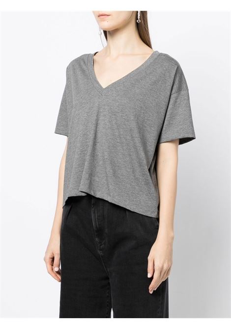 T-shirt Pima con scollo a V in grigio Loulou Studio - donna LOULOU DE SAISON | FAAAGRYMLNG